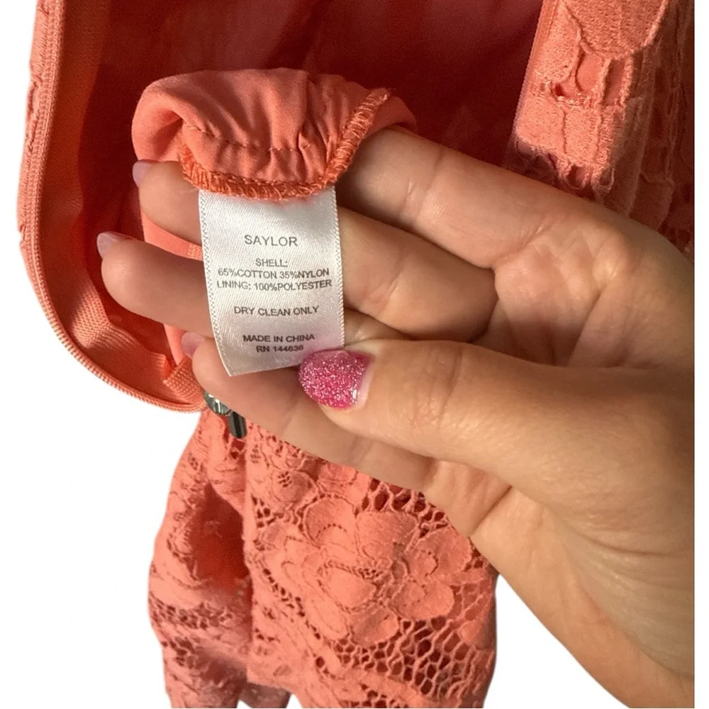 EUC SAYLOR Louisa Midi Dress in Coral Lace size Small - Picture 6 of 8